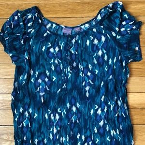 Short Sleeve Blue Green Crinkle Tee